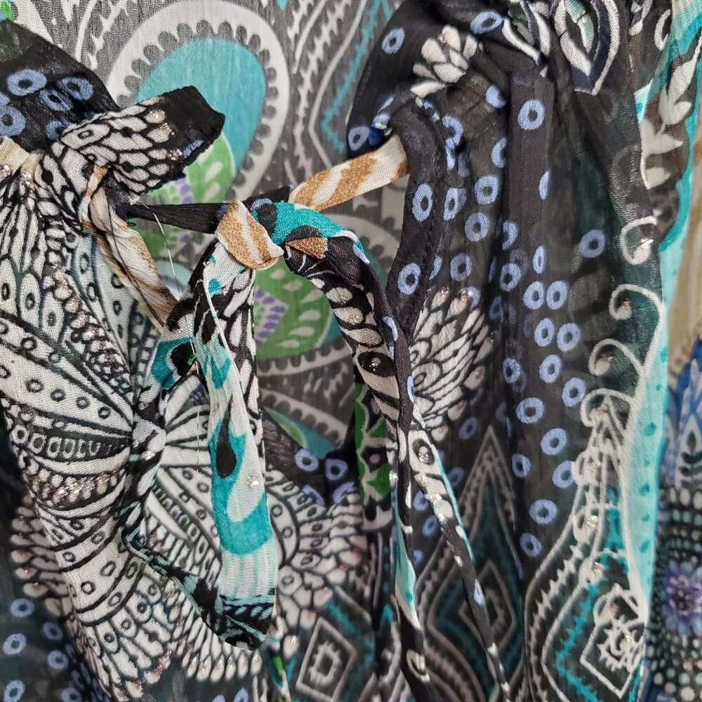 Maggie Barnes Size 5X Top Boho Floral Peasant 3/4 Bell Sleeves Lightweight Sheer - Picture 11 of 16